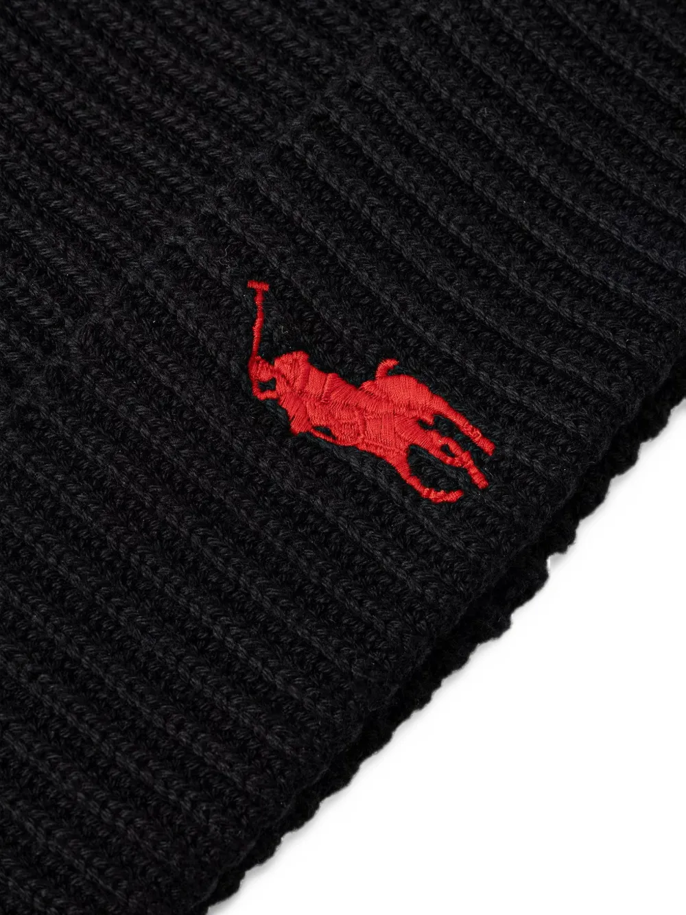 Polo Ralph Lauren logo-embroidered ribbed beanie hat Zwart