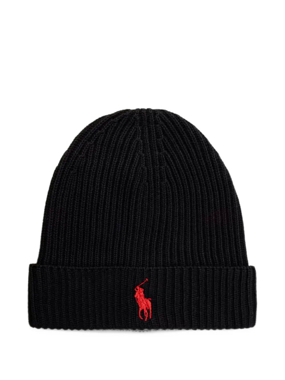 Polo Ralph Lauren logo-embroidered ribbed beanie hat Zwart