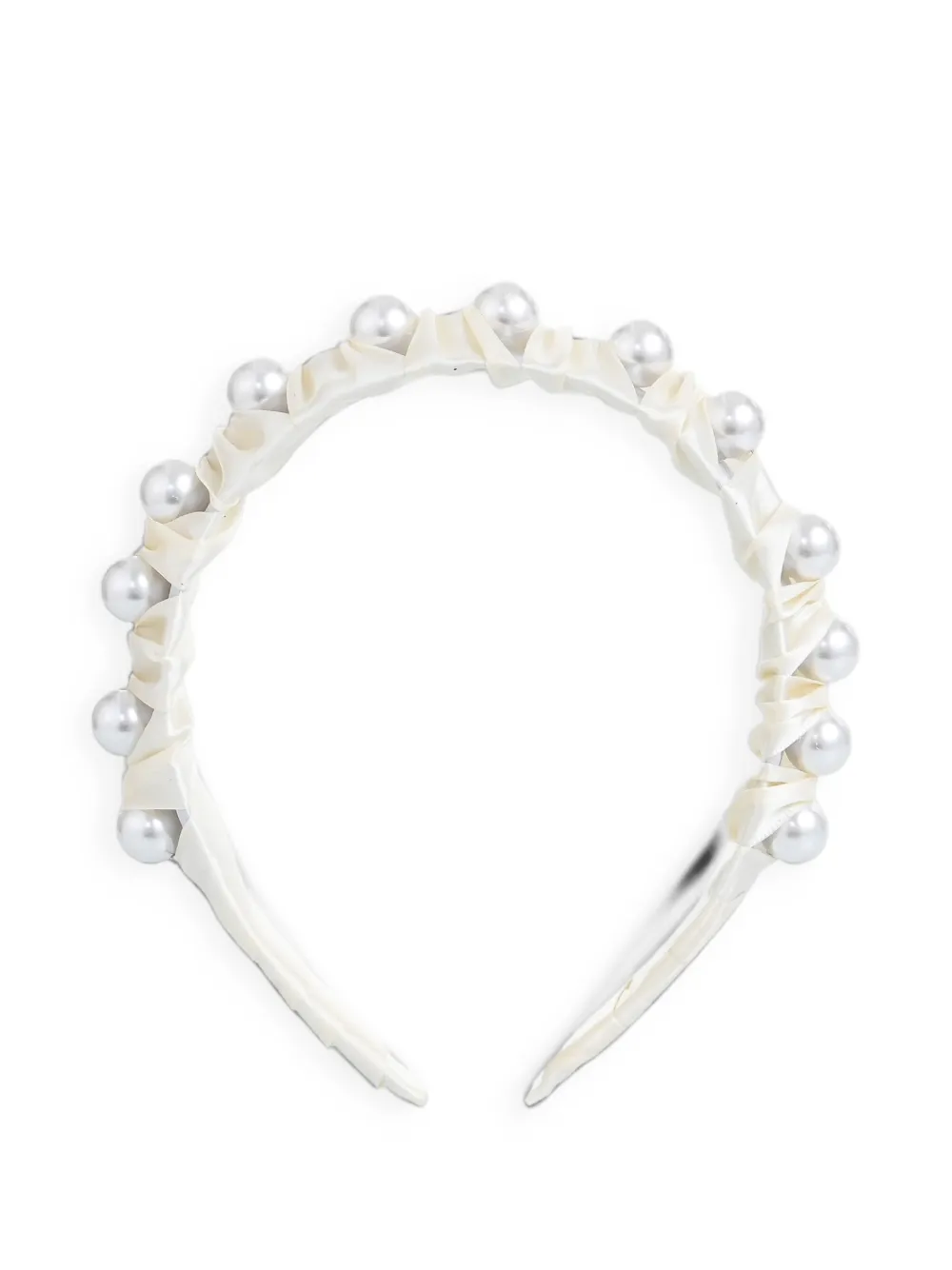 Mimi Tutu pearl-embellished pleated headband - White