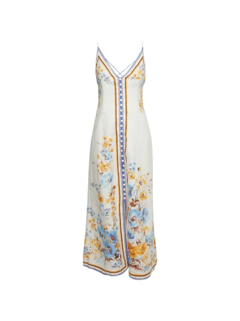 ZIMMERMANN Halcyon floral-print slip midi dress