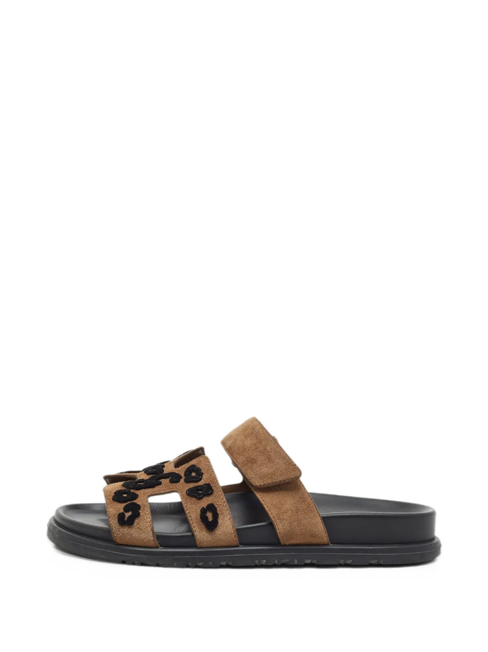 Hermès Pre-Owned Chypre leopard-pattern sandals - Brown