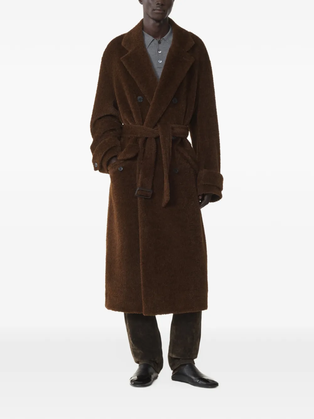 Lanvin loose-fit trench coat in alpaca wool Bruin