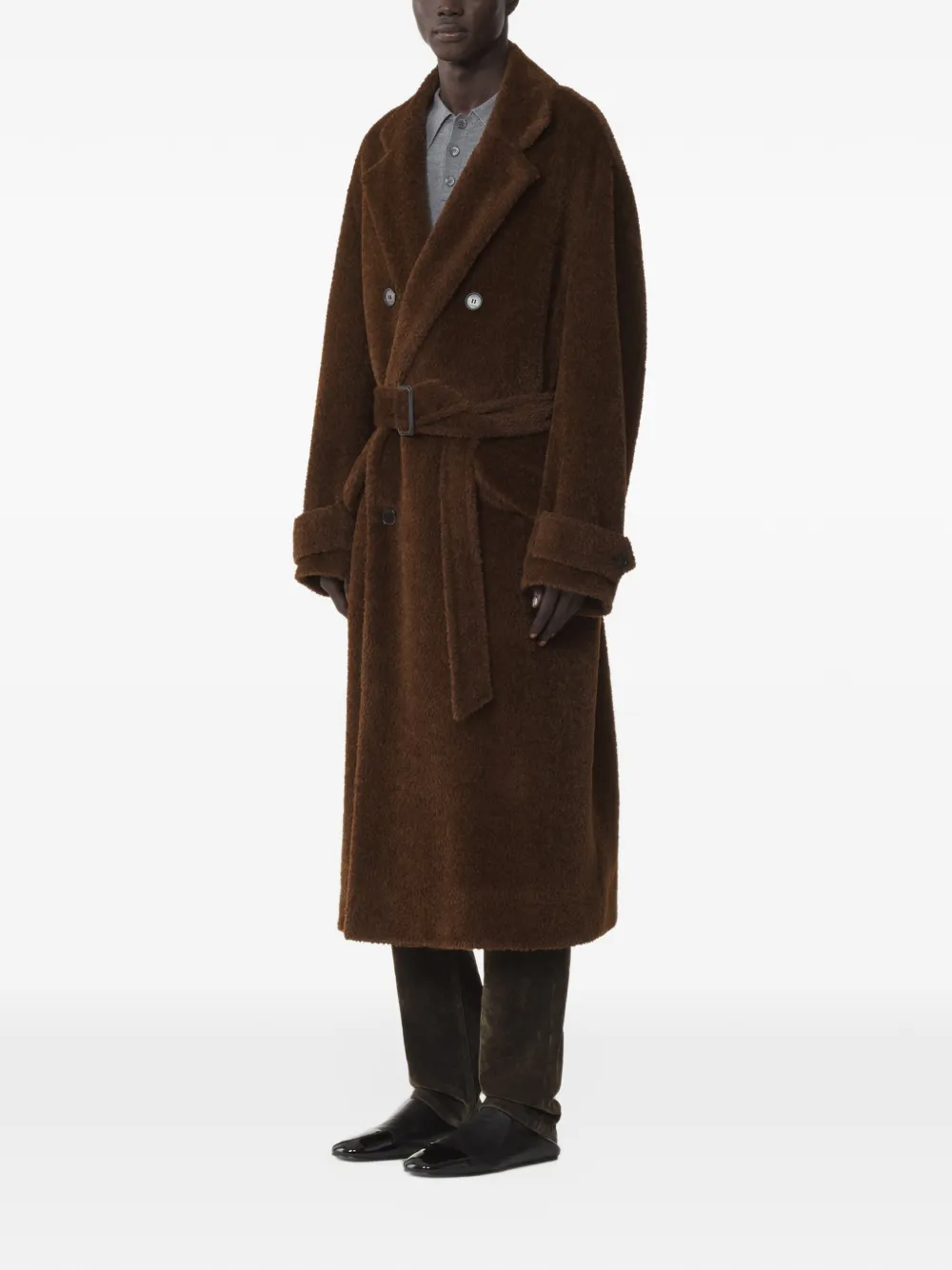 Lanvin loose-fit trench coat in alpaca wool Bruin