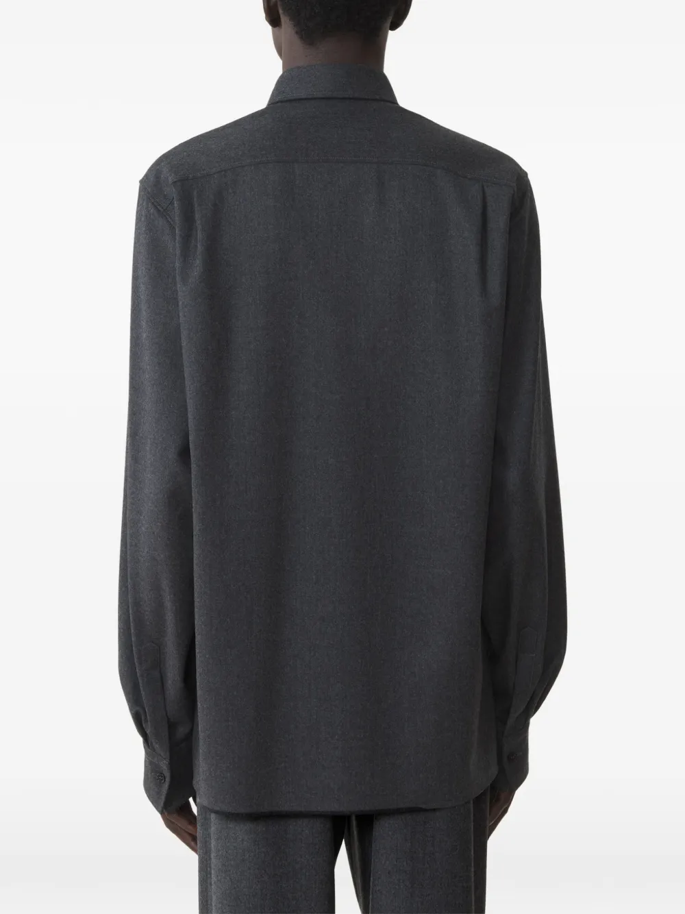 Lanvin straight-cut overshirt in wool flannel Grijs