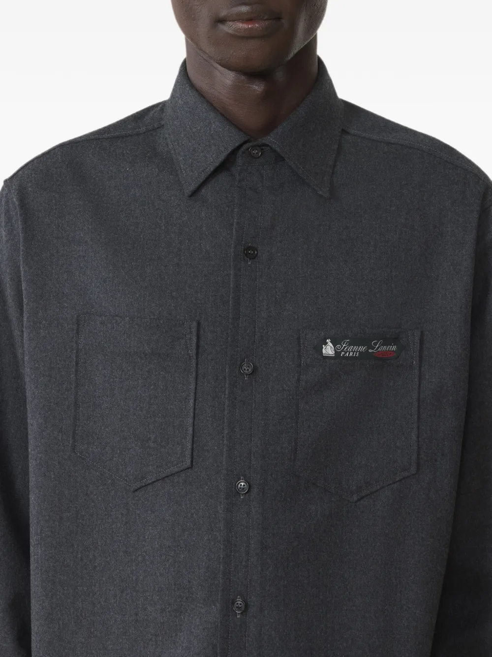 Lanvin straight-cut overshirt in wool flannel Grijs