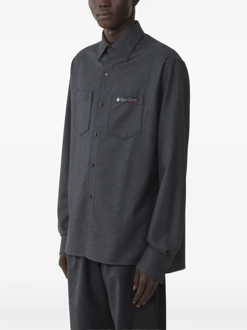 Lanvin straight-cut overshirt in wool flannel - Grey