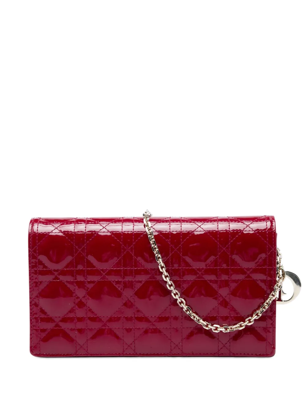 Christian Dior Pre-Owned 2020 Patent Cannage Lady Dior Chain Convertible Clutch crossbody bag - Rosso