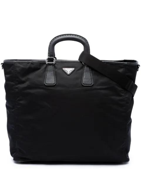 Prada Pre-Owned 2013-2026 Saffiano Trimmed Tessuto Convertible Tote satchel