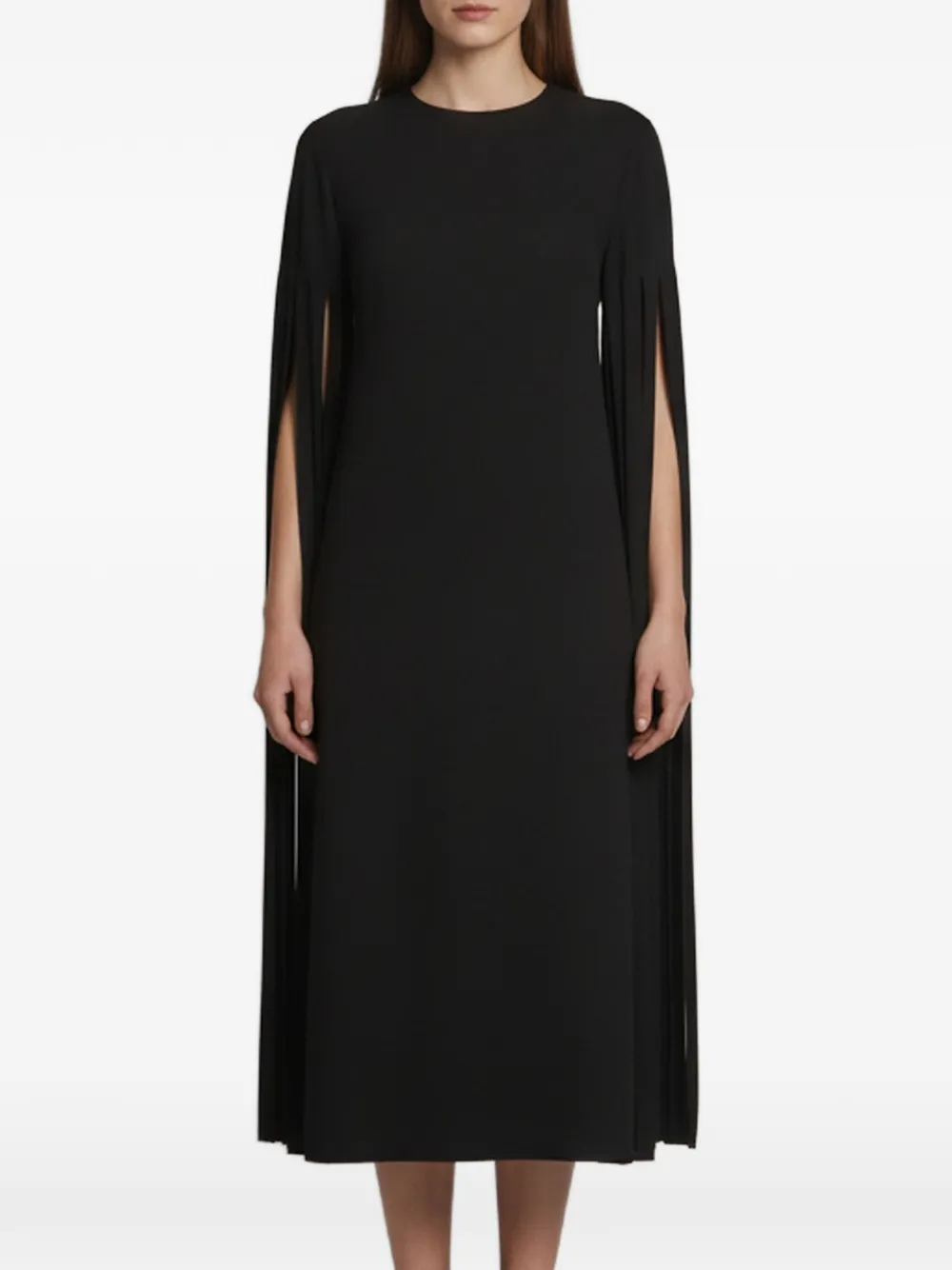 Valentino Garavani Pre-Owned fringe-sleeve midi dress - Nero