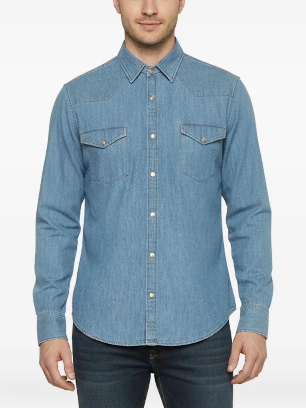 Celine Pre-Owned Western chambray shirt - Blu