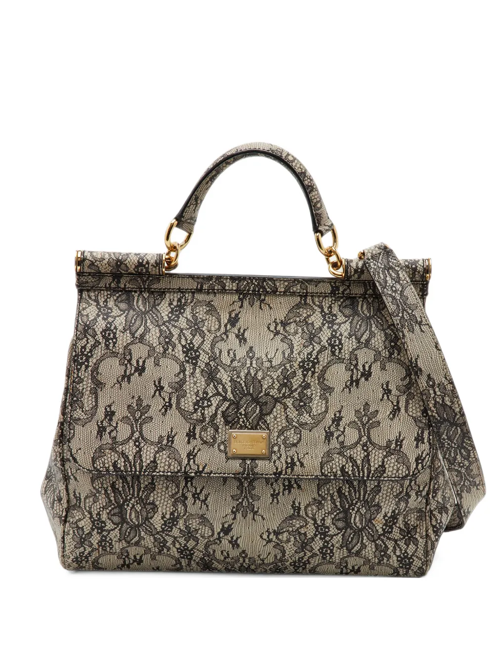 Dolce & Gabbana Pre-Owned large Miss Sicily lace-print handbag - Toni neutri