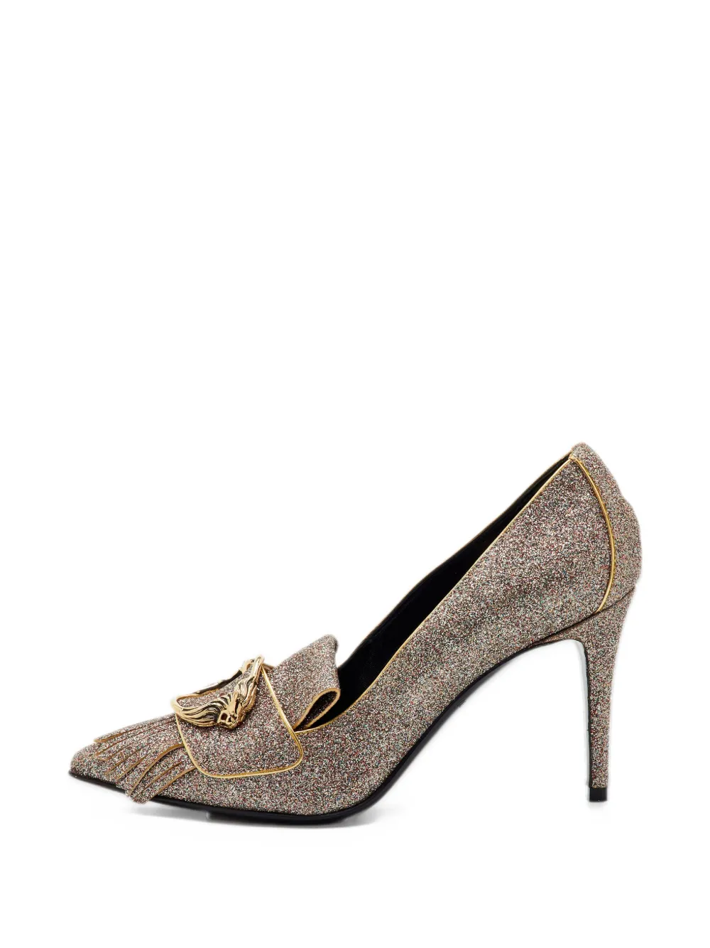 Roberto Cavalli Vintage glitter-detail buckle pumps - Grey
