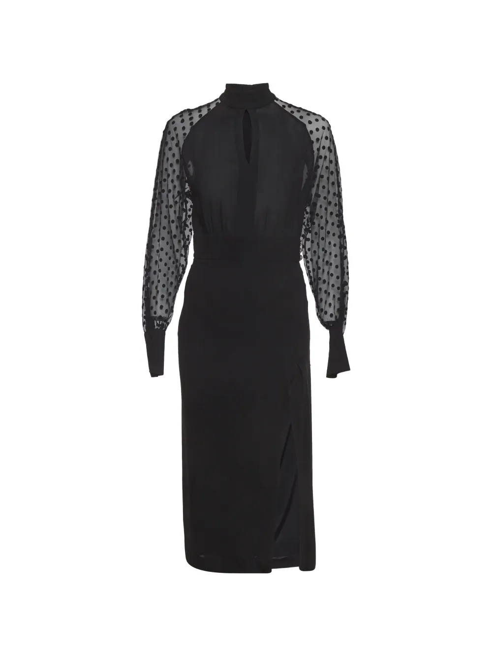Balmain Pre-Owned polka-dot sleeve midi dress - Black