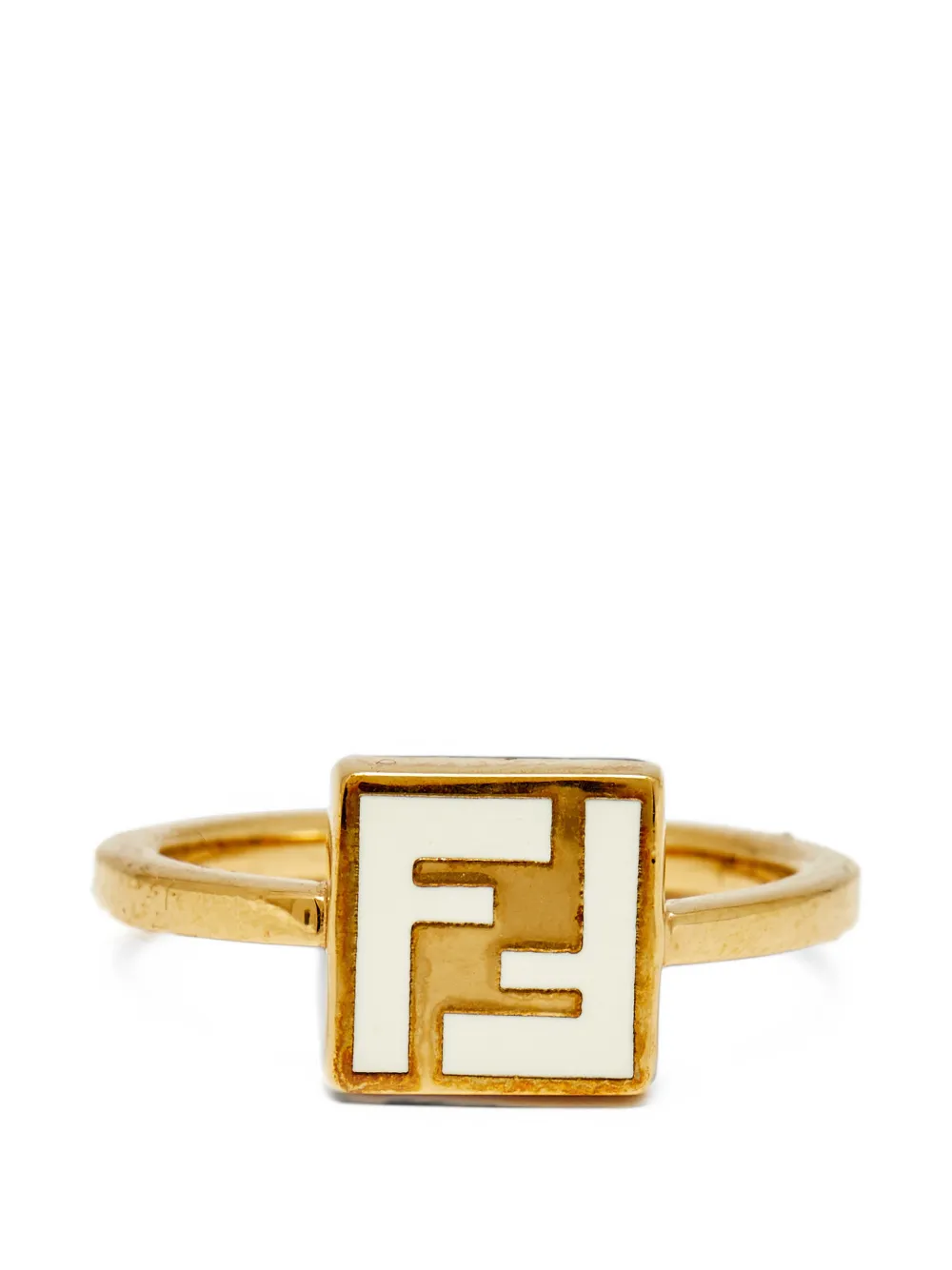 Fendi Pre-Owned FF enamel cocktail ring - Gold