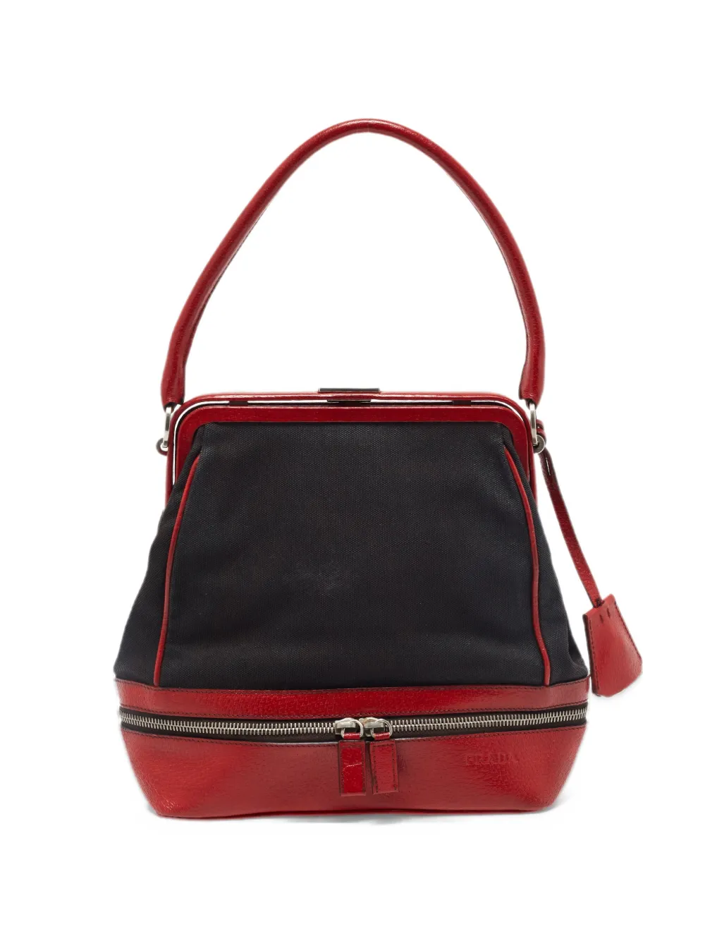 Prada Pre-Owned Frame leather-trim satchel bag - Nero