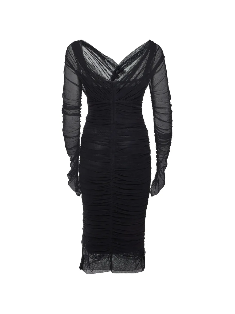 Dolce & Gabbana Pre-Owned ruched tulle midi dress - Nero
