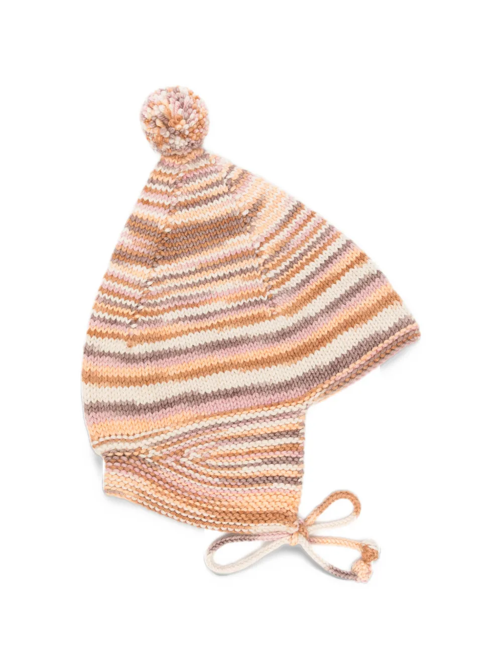 Misha & Puff striped pom-pom beanie hat | neutro | Image 1