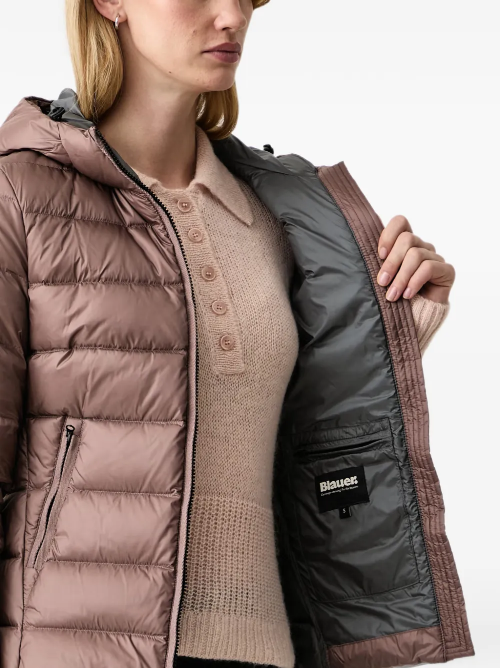 Blauer Charme quilted hooded padded jacket Roze