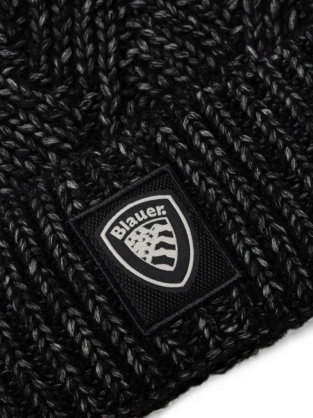 Blauer logo-patch pompom beanie hat Zwart