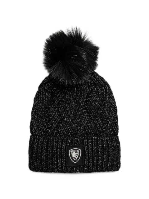 Blauer logo-patch pompom beanie hat
