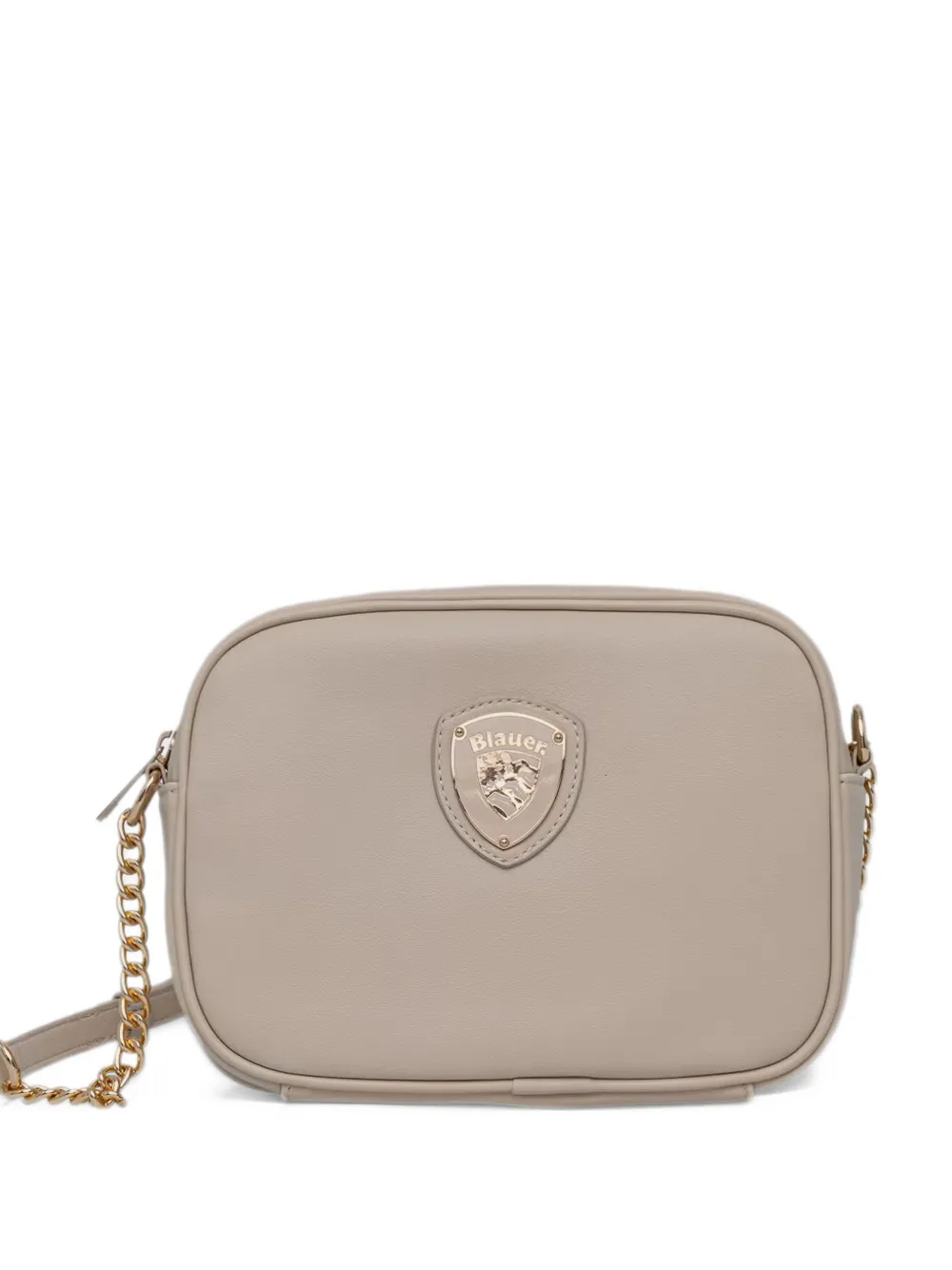 Blauer Kleine crossbodytas met logoplakkaat Beige
