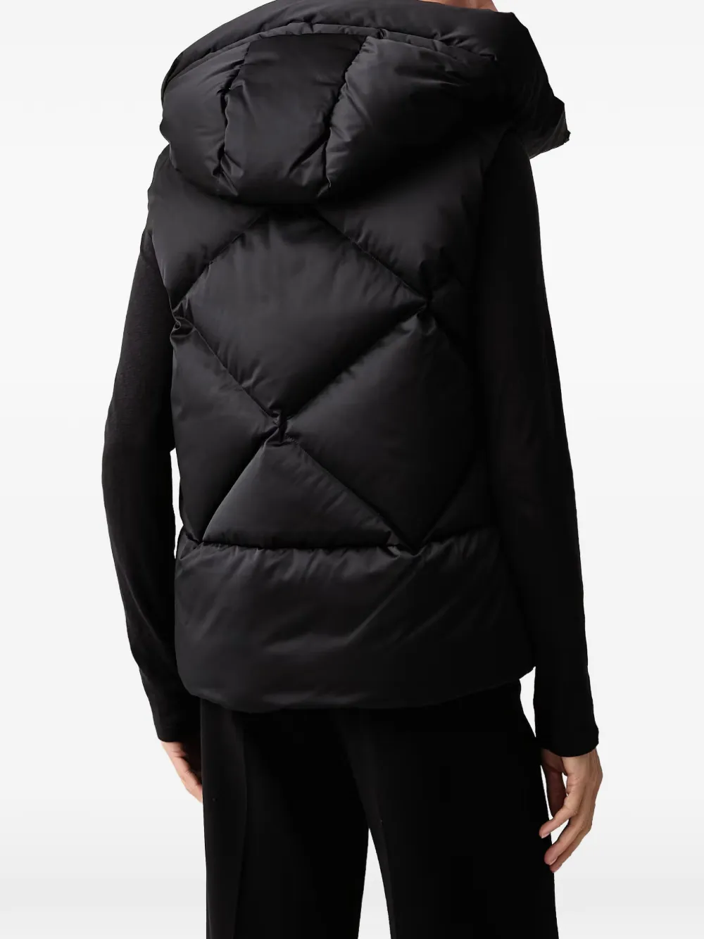 Blauer quilted hooded gilet Zwart