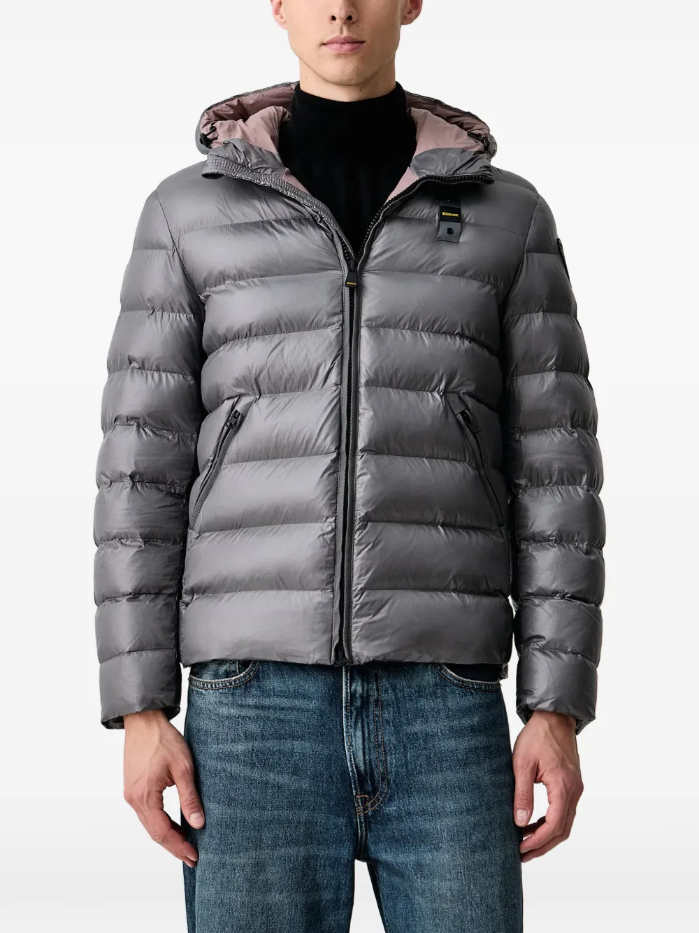 Blauer Adam quilted hooded down jacket Grijs