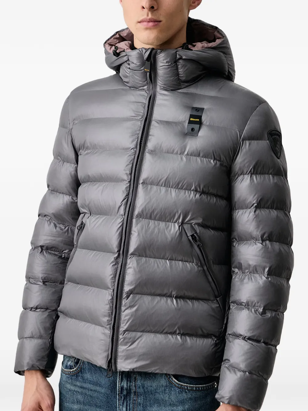Blauer Adam quilted hooded down jacket Grijs