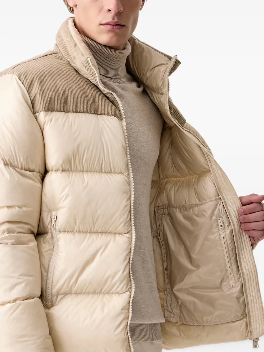 Colmar corduroy-panel padded jacket Beige