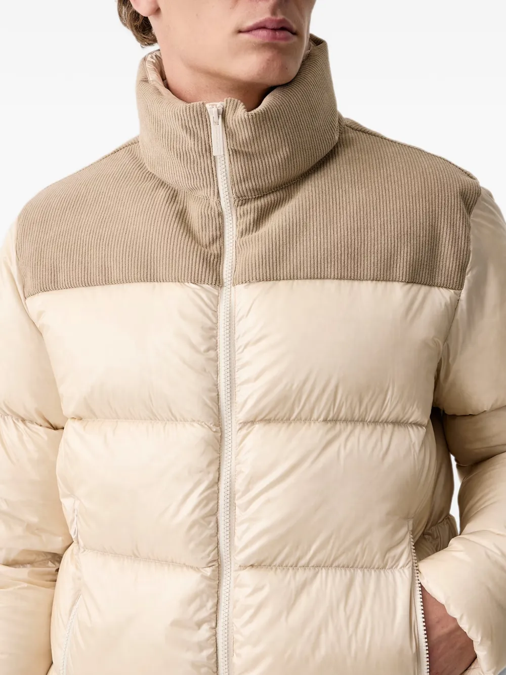 Colmar corduroy-panel padded jacket Beige