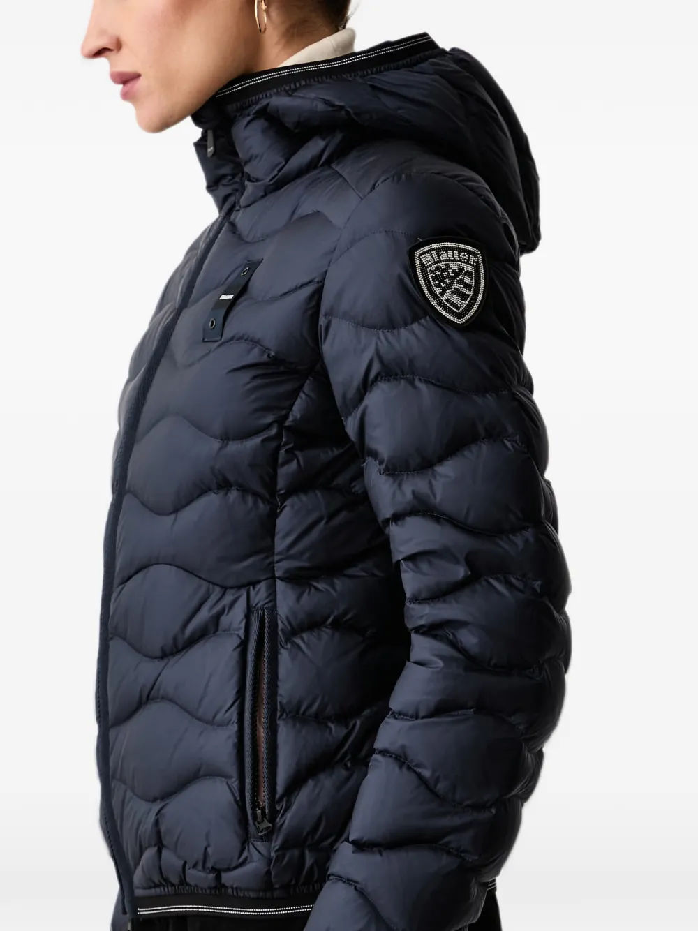 Blauer wave-quilted hooded padded jacket Blauw