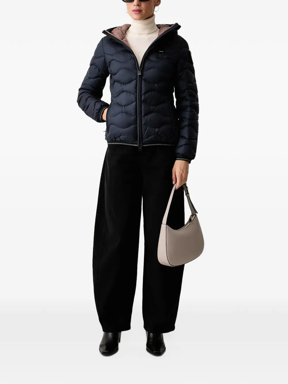 Blauer wave-quilted hooded padded jacket Blauw