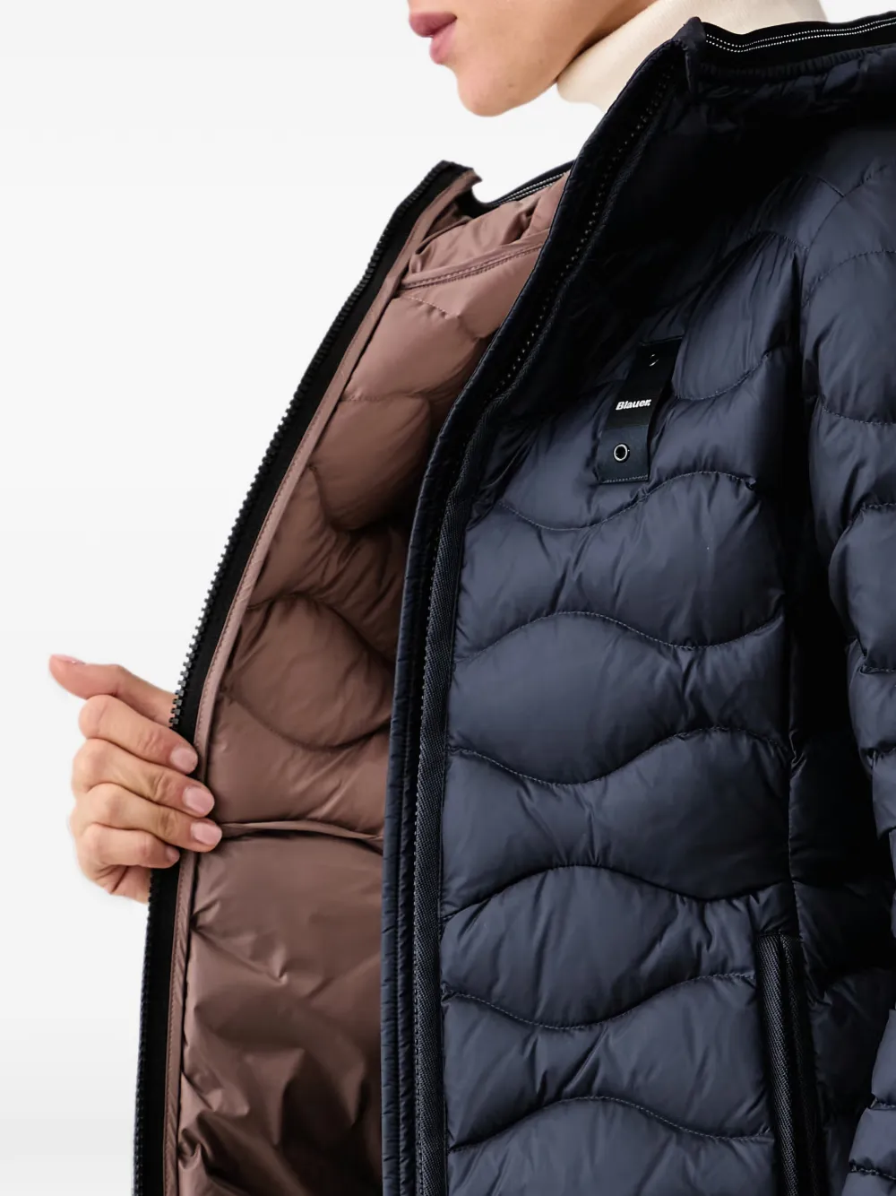Blauer wave-quilted hooded padded jacket Blauw