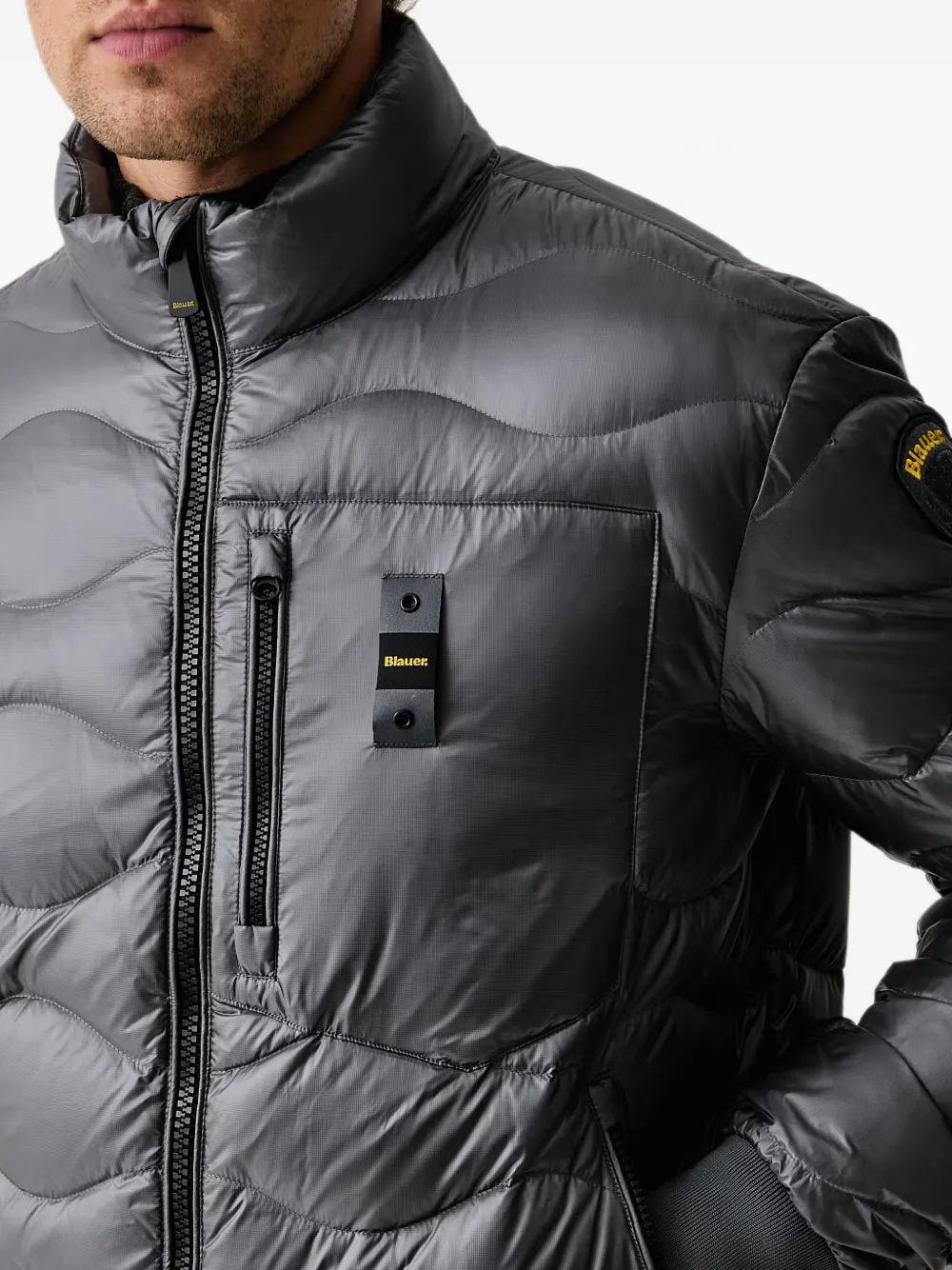 Blauer Daniel wave-quilted padded jacket Grijs