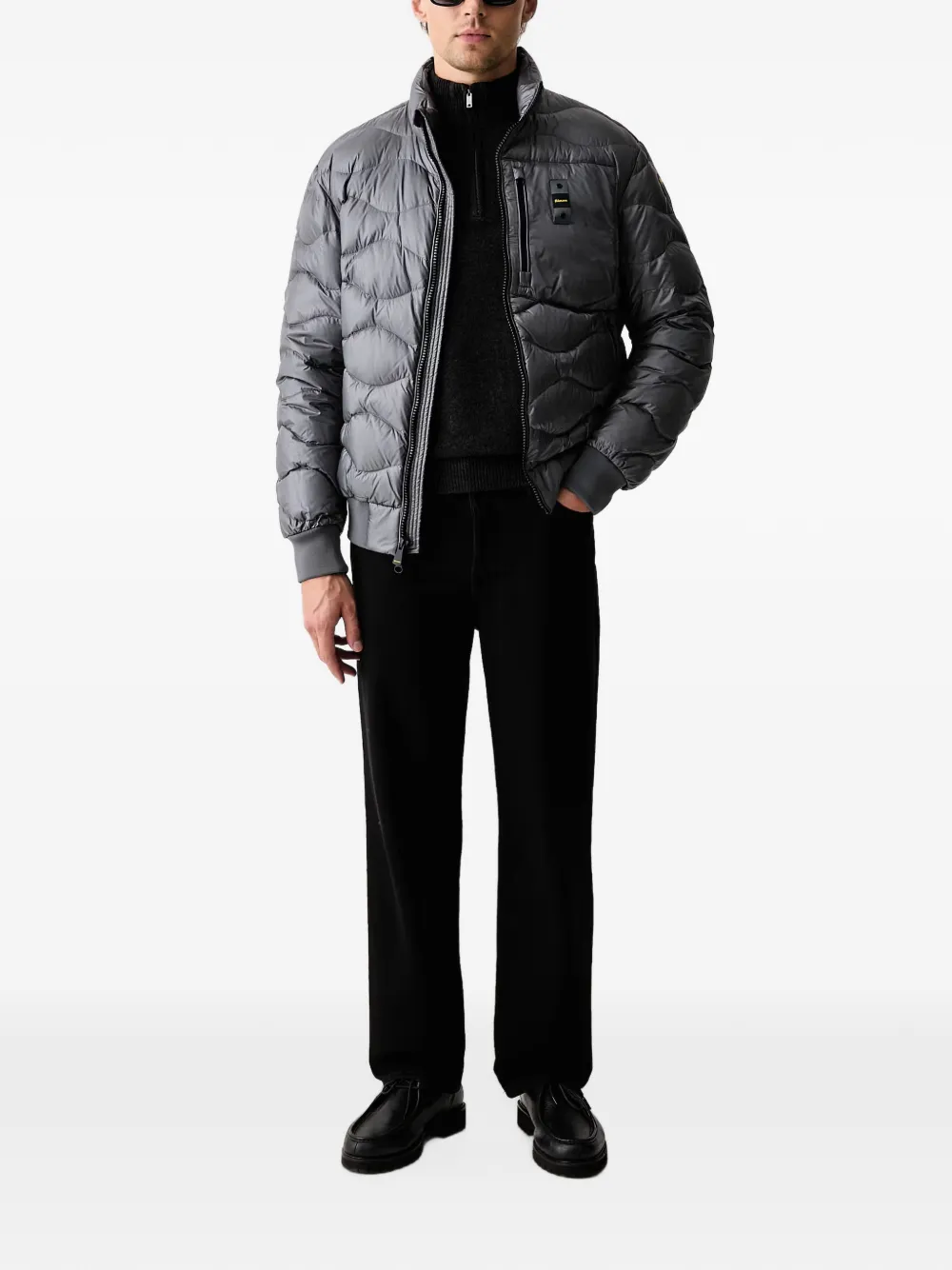 Blauer Daniel wave-quilted padded jacket Grijs