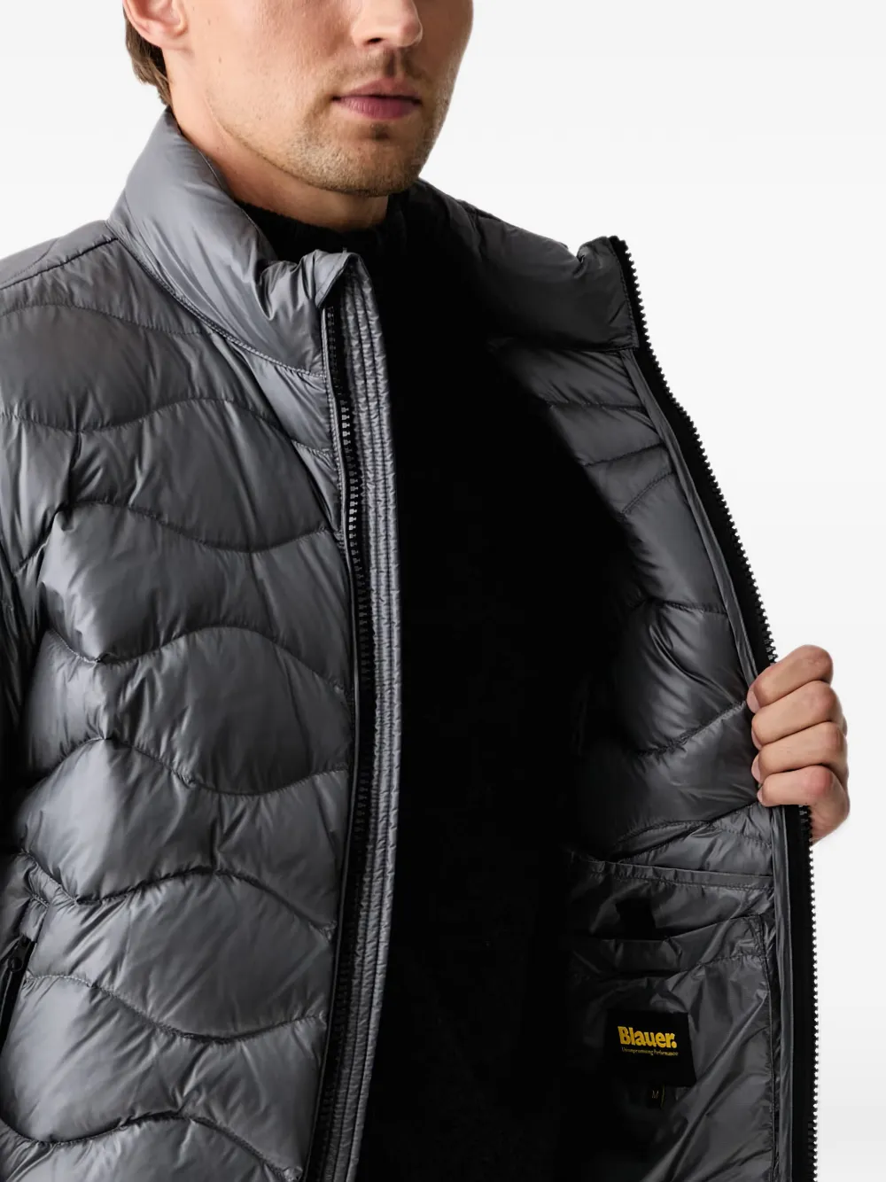 Blauer Daniel wave-quilted padded jacket Grijs