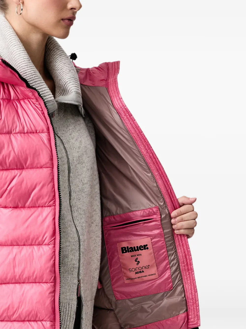 Blauer Caroll hooded quilted puffer jacket Roze