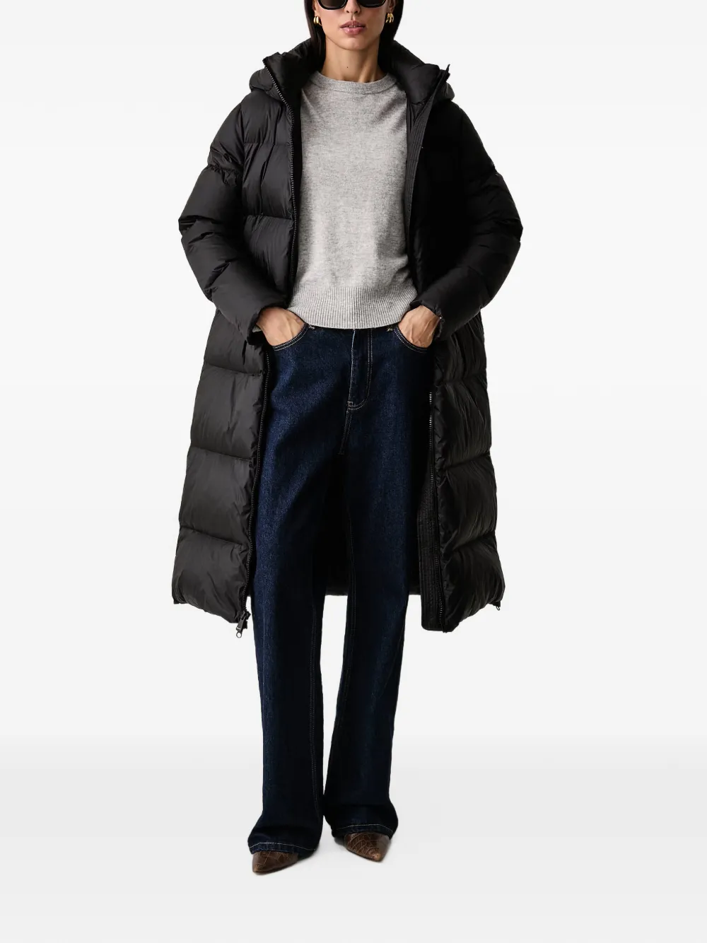 Blauer Celia quilted hooded coat Zwart