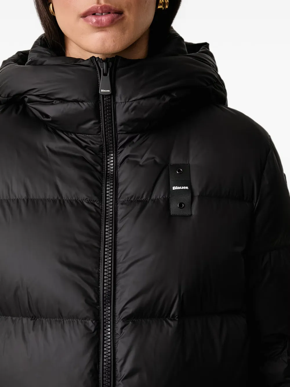 Blauer Celia quilted hooded coat Zwart