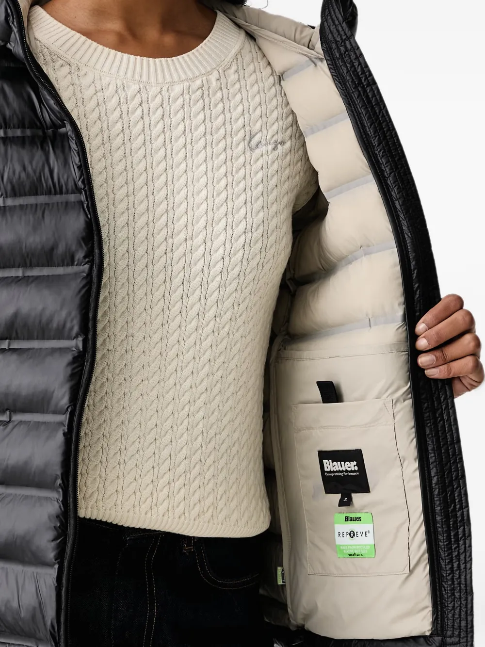 Blauer Ellis quilted hooded jacket Zwart