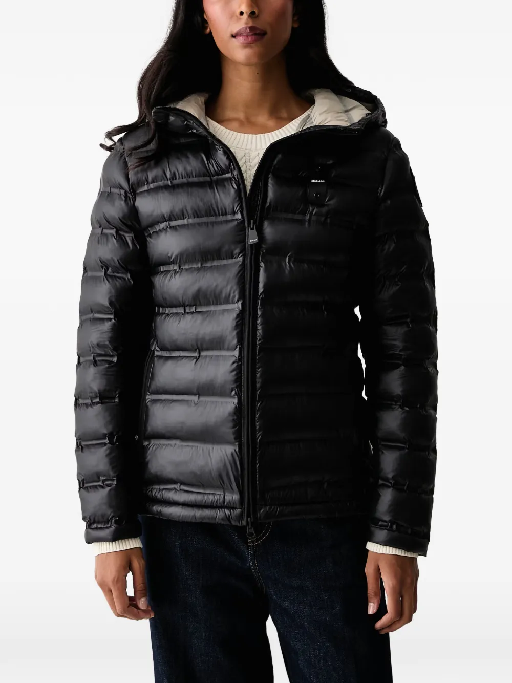 Blauer Ellis quilted hooded jacket Zwart