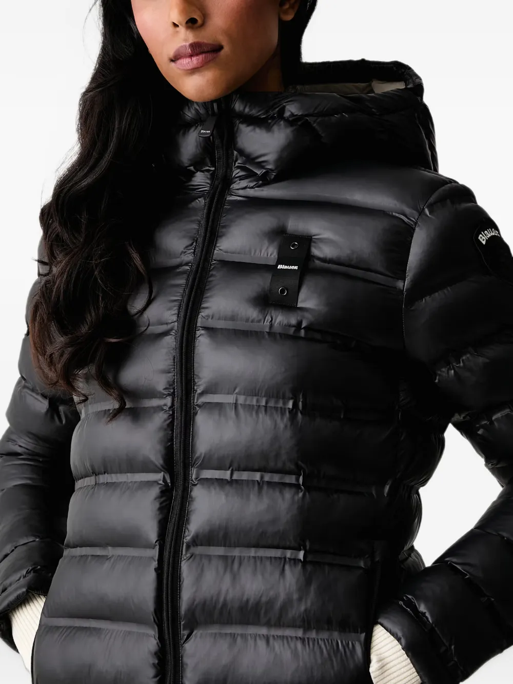 Blauer Ellis quilted hooded jacket Zwart