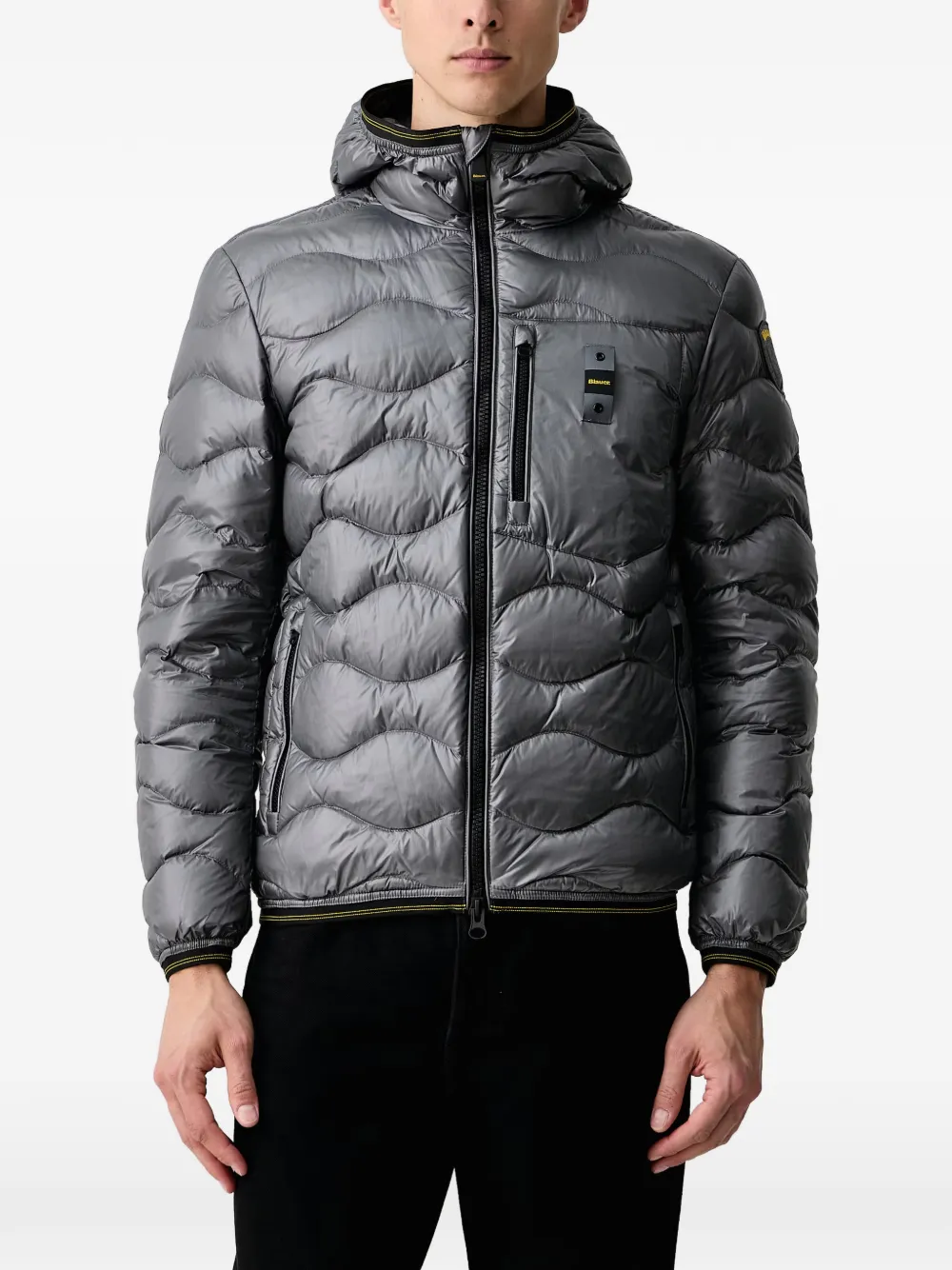 Blauer wave-quilted hooded jacket Grijs
