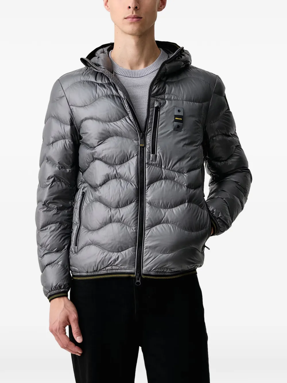Blauer wave-quilted hooded jacket - Grigio