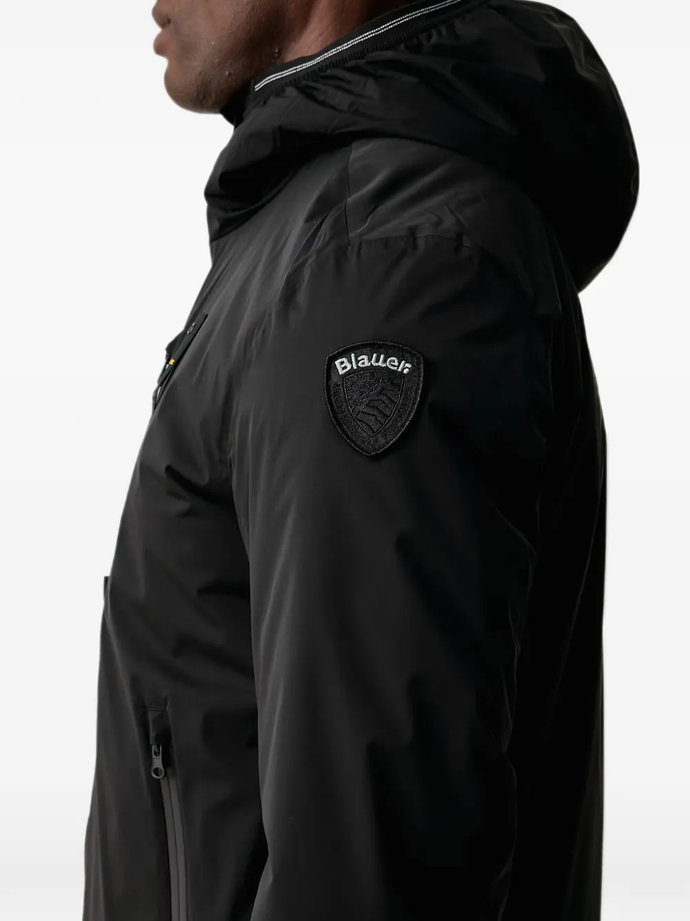 Blauer logo-patch hooded jacket Zwart