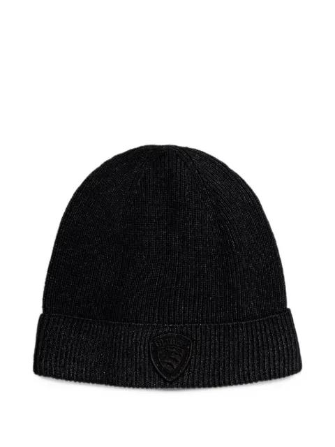 Blauer Oliver logo-patch ribbed-knit beanie hat