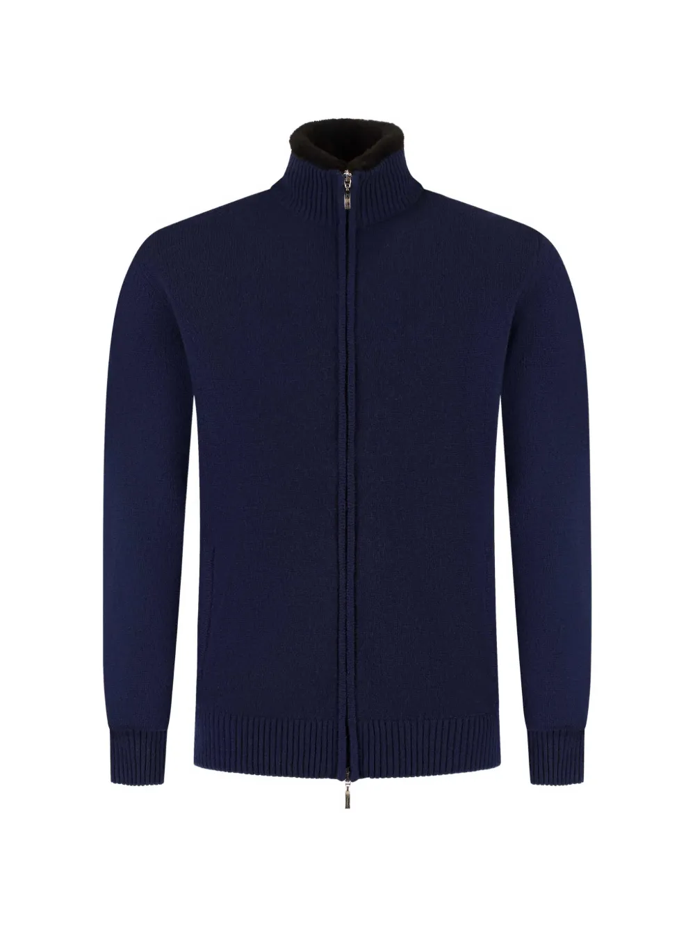 Doriani Cashmere shearling-collar zip-up sweater - Blu