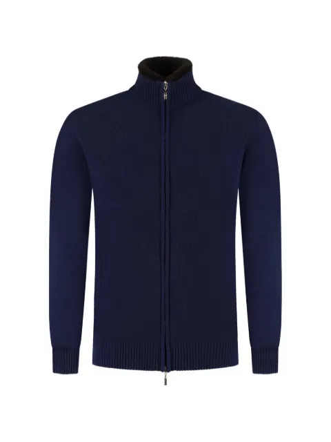 Doriani Cashmere shearling-collar zip-up sweater