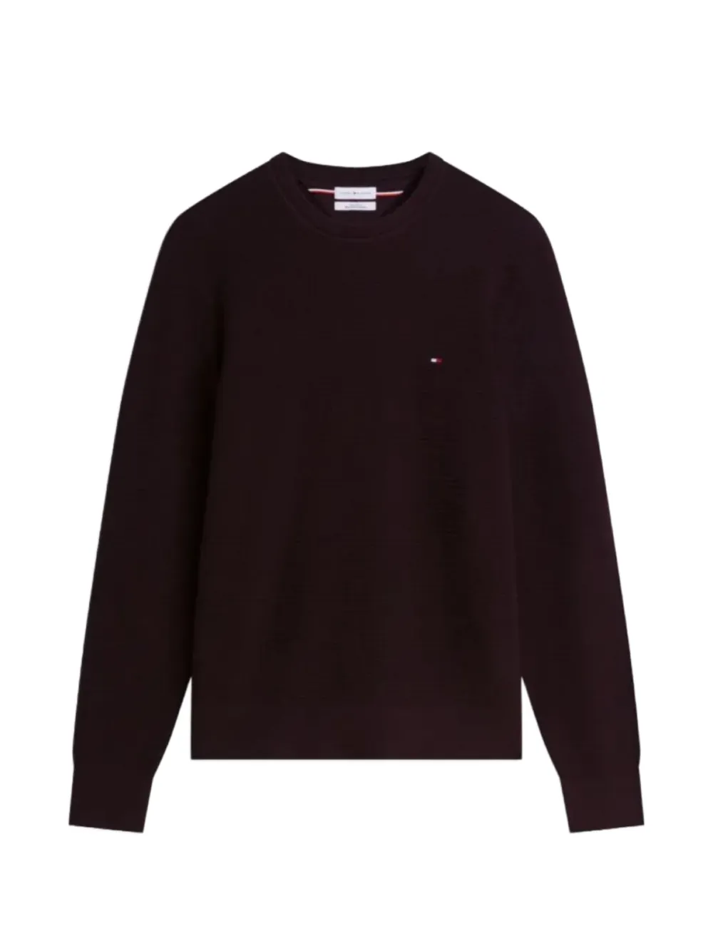 Tommy Hilfiger 로고 패치 와플 니트 스웨터 | 브라운 | Image 1