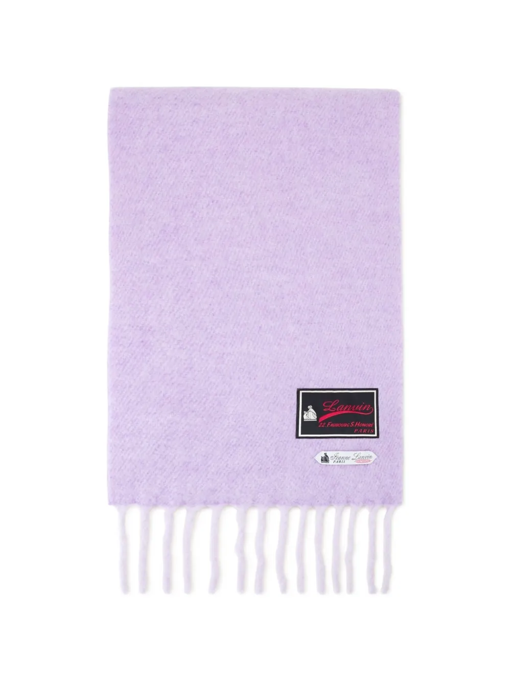 Lanvin fringed wool scarf with 22 Fabourg label Paars